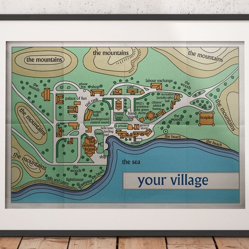 The Prisoner Inspired Your Village Vintage Look Map A4 A3 Etsy UK