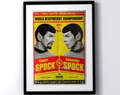 Retro Star Trek Spock vs Spock Mirror Universe fight A4 A3 A2 Poster Print