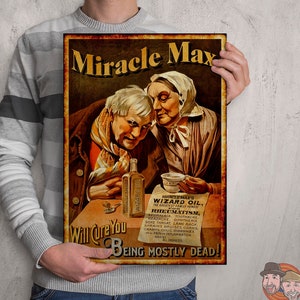 Princess Bride Miracle Max Mostly Dead Cure - A  William Goldman & Rob Reiner Inspired Vintage Look A4 A3 A2 A1 Art Print