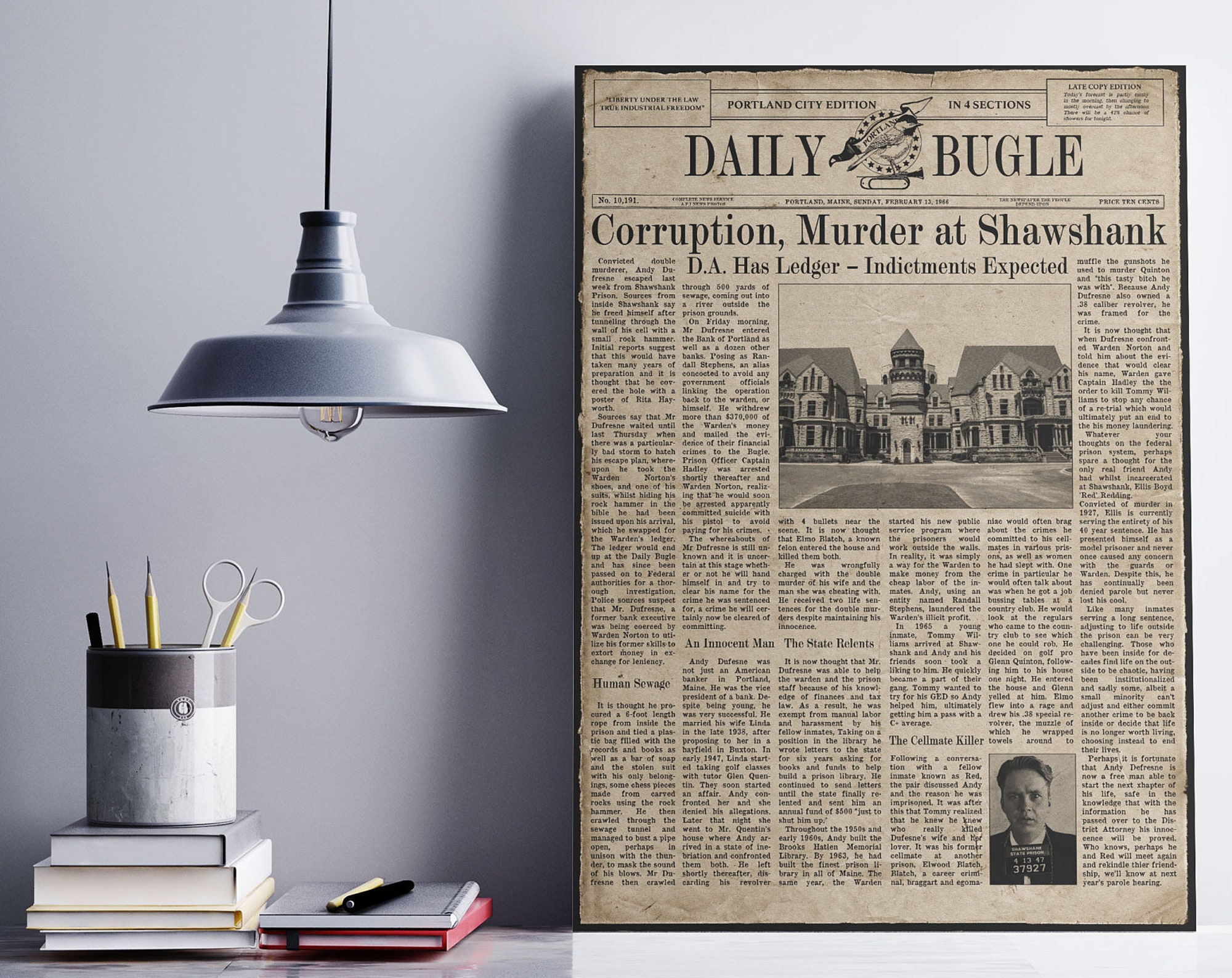 Discover Vintage Look Shawshank Redemption Inspired Portland Daily Bugle Newspaper Movie