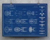 Star Trek Inspired 39 Every Enterprise 39 Starfleet Blueprint A3 A2 A1 Art Print