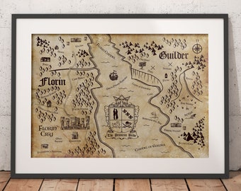 The Princess Bride Story Map - A  William Goldman & Rob Reiner Inspired Vintage Look A4 A3 A2 A1 Art Print