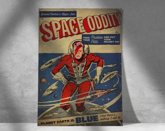 David Bowie Inspired Pulp Comic Book Cover - Space Oddity -  A4 A3 A2 A1 + Custom Sizes  Art Print