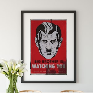 Vintage Style George Orwell 1984 - Big Brother is Watching You - A4 A3 A2 Art Print