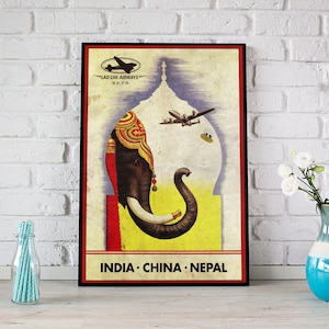 Retro Look Indiana Jones Inspired Lao Che Air Freight - India - China - Nepal - Vintage A4 A3 A2 Art Print