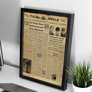 The Outsiders Inspired - Tulsa Daily World - Vintage Style Replica Prop Newspaper A4 A3 A2 A1 Art Print