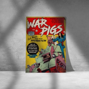 Impresión artística del cómic vintage "War Pigs" de Black Sabbath