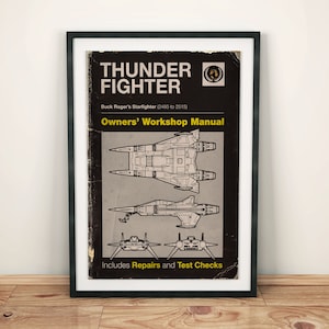 Buck Rogers in the 25th Century Inspired Thunder Fighter Haynes Style Vintage Look Workshop Manual A4 A3 A2 Art Print