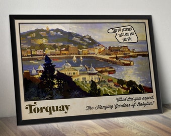 Retro Visit Torquay Fawlty Towers Inspired Holiday Vacation A4 A3 A2 A1 Art Print + A6 Postcard