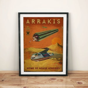 Arrakis - Dom Domu Atrydów - Inspirowana Wydmą Retro Styl Vintage Podróż A2 A3 A4 = A6 Pocztówka Sztuka Wydruk