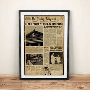 Back to the Future Inspired Hill Valley Telegraph Vintage Style Newspaper A4 A3 A2 A1 Art Print