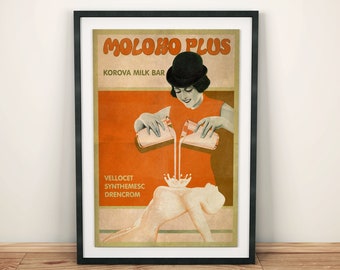 A Clockwork Orange Inspired Moloko Plus Korova Milk Bar A4 A3 A2 Art Print + A6 Postcard