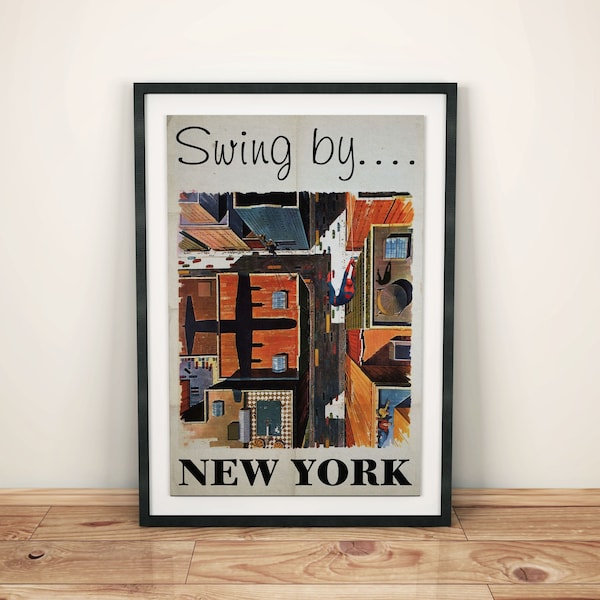 Vintage Style Spiderman Inspired - Swing by New York - Travel  A4 A3 A2 Art Print