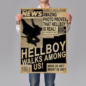 Hellboy Inspired Weekly World News Vintage Style Newspaper Prop A4 A3 A2 A1 Art Print