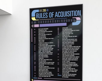 Star Trek The Next Generation & DS9 Inspired Ferengi Rules of Acquisition A4 A3 A2 Art Print