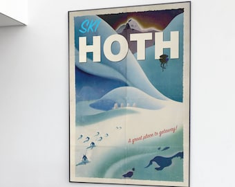 Retro Star Wars inspiré Ski Hoth Getaway Travel A1 A2 A3 A4 + Carte postale A6 + Impression d'art aux tailles USA