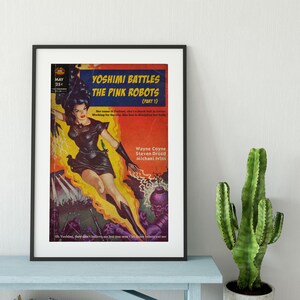 Couverture de livre pulpe vintage inspirée de Flaming Lips - Yoshimi Battles the Pink Robots - Impression d'art A4 A3 A2