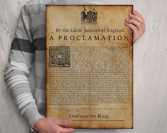 Pirates of the Caribbean Inspired  - Jack Sparrow George II Proclamation Pirate Warrant - A4 A3 A2 Art Print