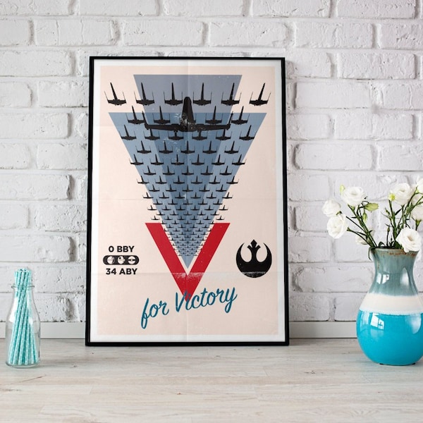 Star Wars Inspired V for Victory Rebel X-Wing Propaganda A1 A2 A3 A4 + A6 Postcard + USA Sizes Art Print