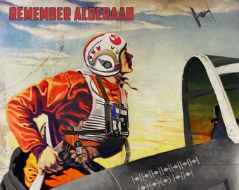 Retro Star Wars Inspired Rebel X-Wings for Victory - Remember Alderaan - Propaganda  A1 A2 A3 A4 + A6 Postcard + USA Sizes Art Print