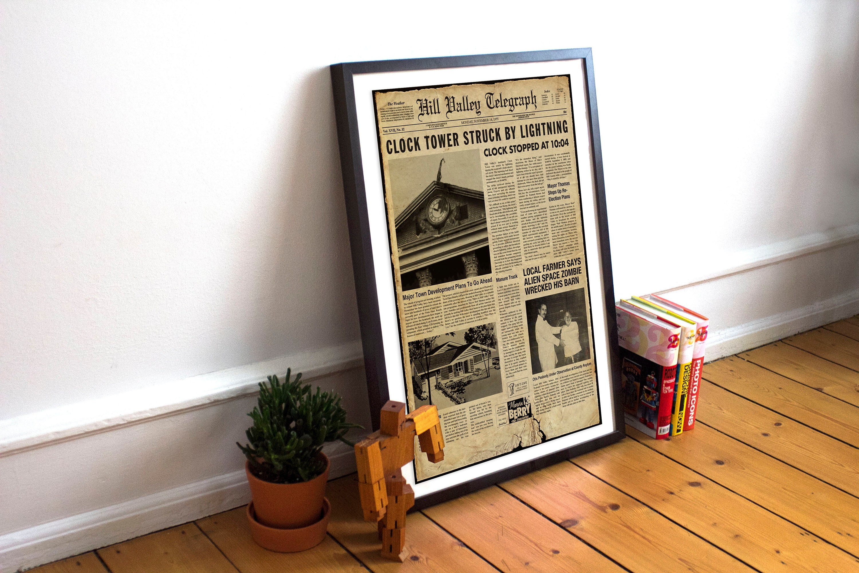 Discover Back to the Future Inspired Hill Valley Telegraph Vintage Style Newspaper A4 A3 A2 A1 Art Print