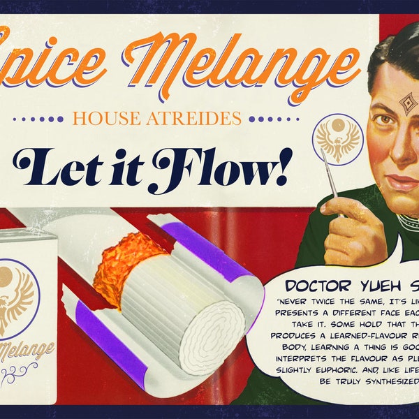 Spice Melange - Let it Flow! - A Dune Inspired Retro Style (Landscape) Vintage Cigarette Advert A4 A3 A2 Art Print