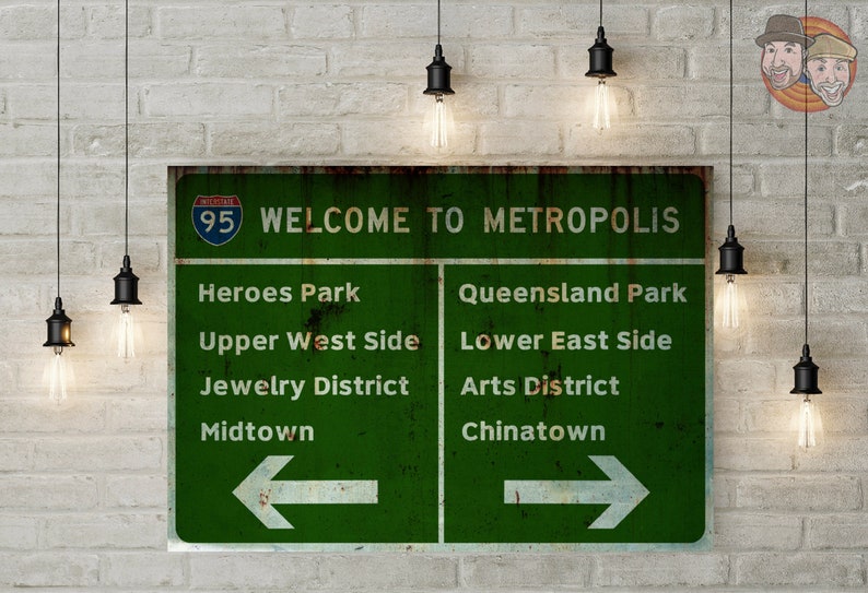 Superman Inspired Welcome to Metropolis City Sign Art - Etsy