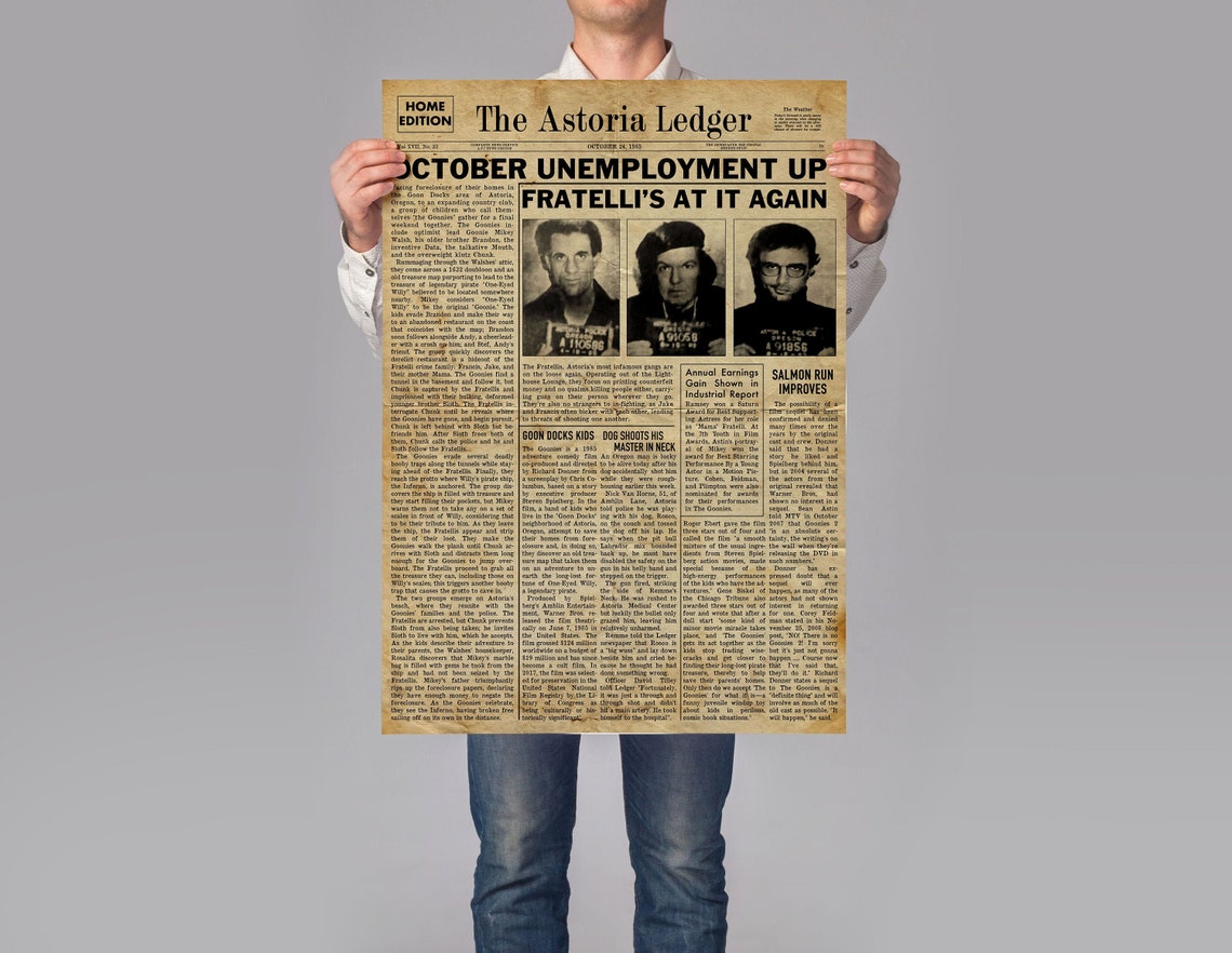 Goonies Inspired Astoria Ledger Vintage Style Newspaper A4 A3 Etsy UK