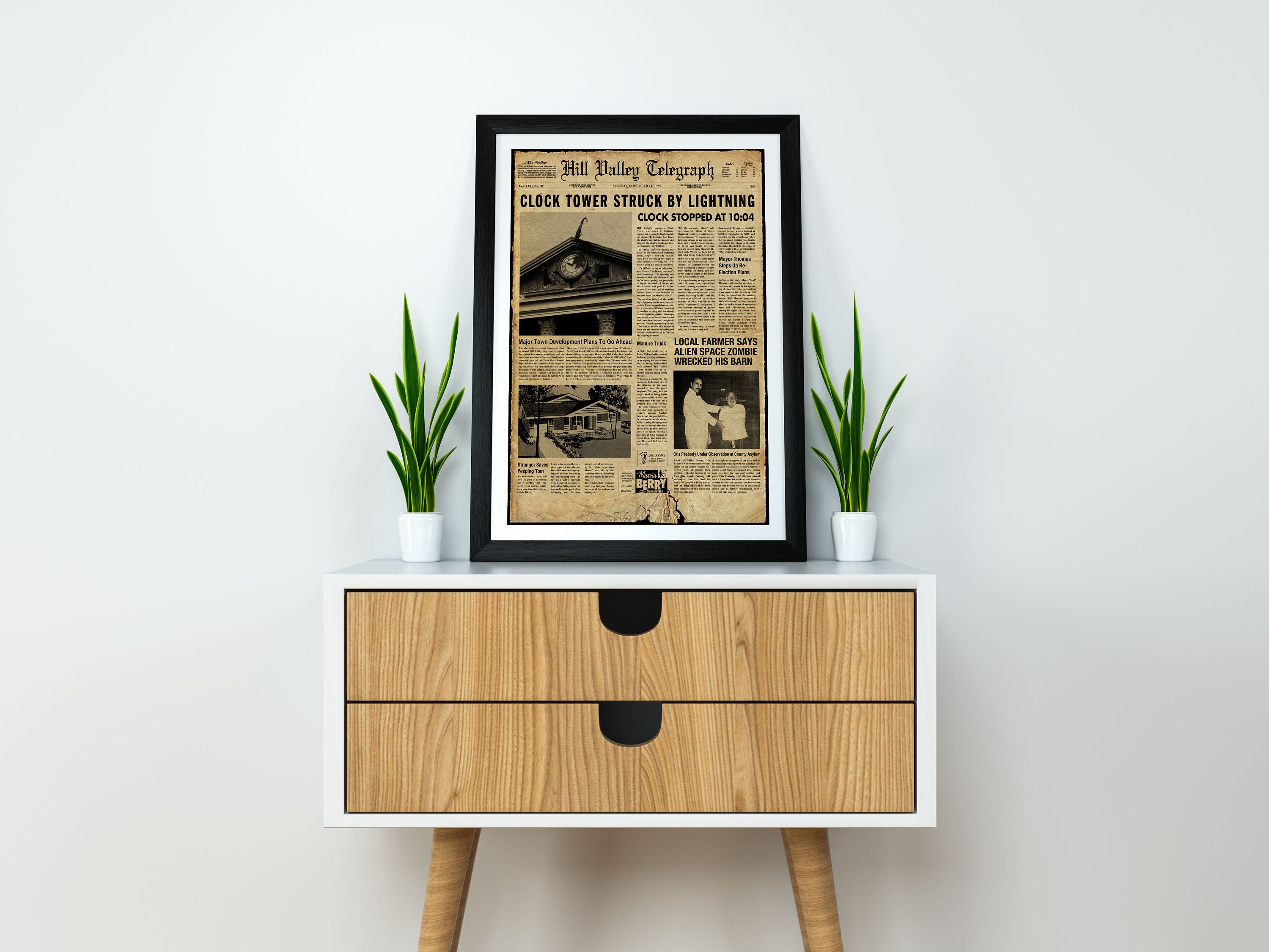 Discover Back to the Future Inspired Hill Valley Telegraph Vintage Style Newspaper A4 A3 A2 A1 Art Print