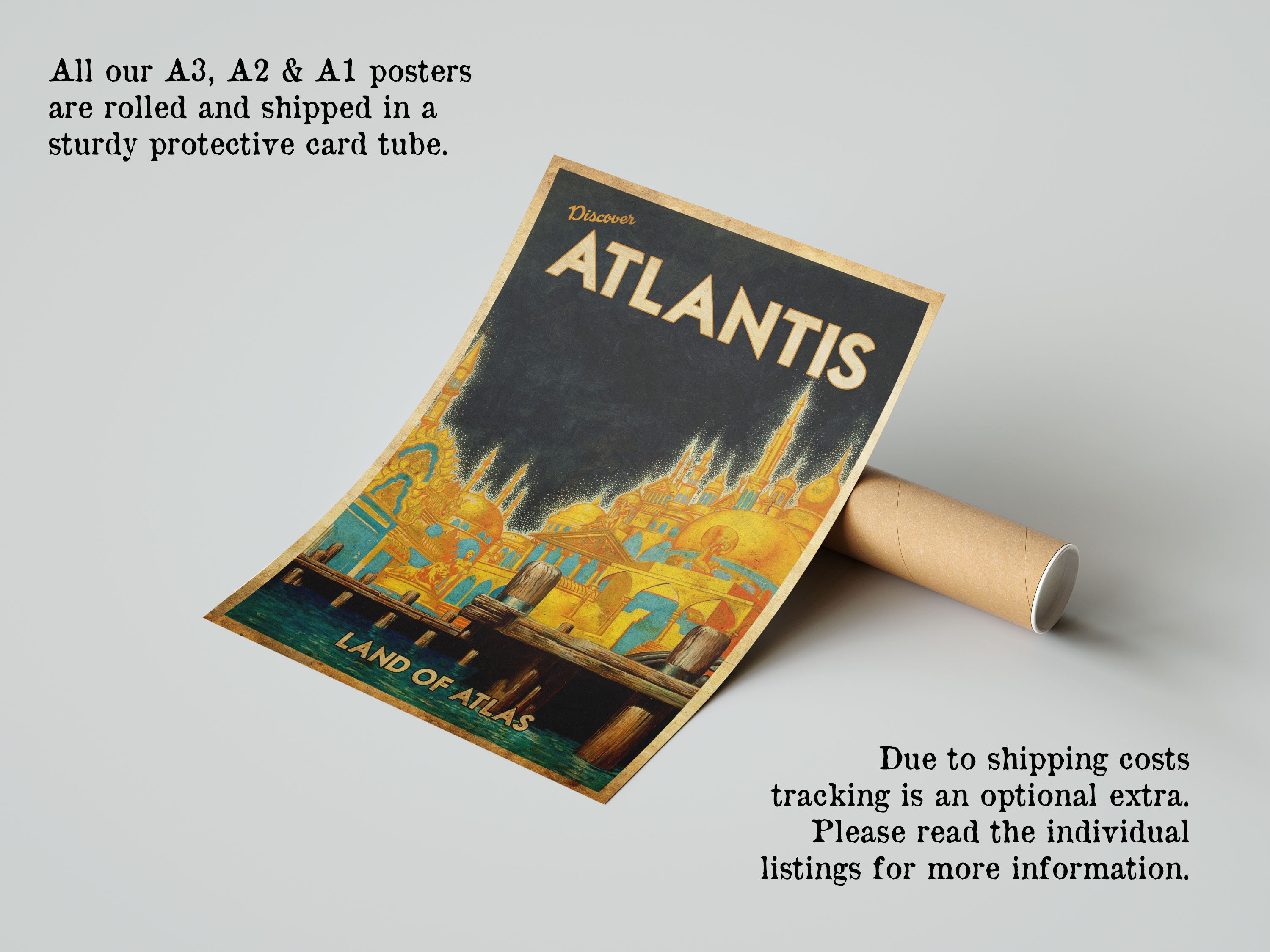 Vintage Atlantis Art Print: Land of Atlas Travel Poster - Etsy
