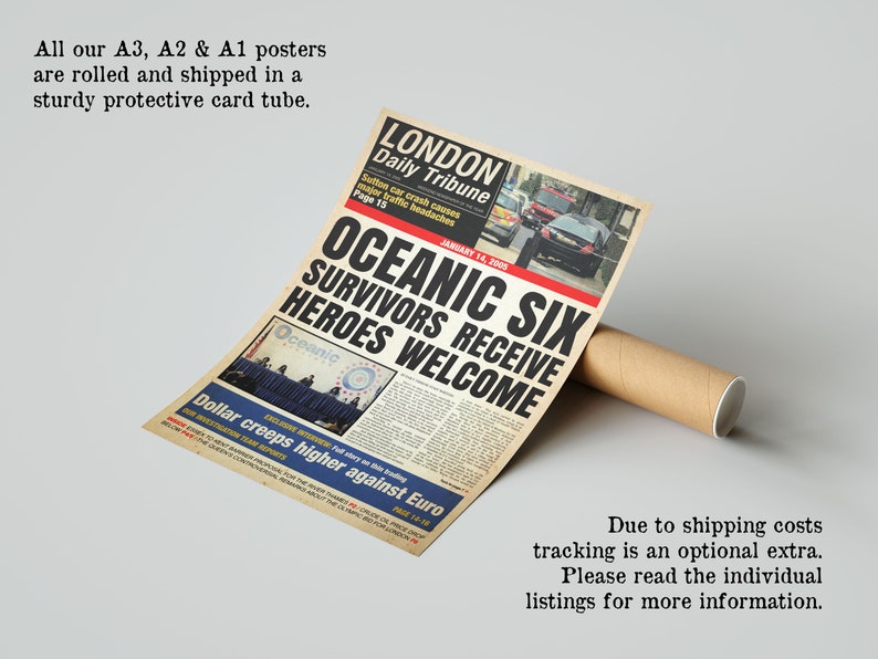 Lost Inspired London Daily Tribune Oceanic Six: Survivors Receive Heroes Welcome Replica Newspaper A4 A3 A2 A1 Art Print image 7
