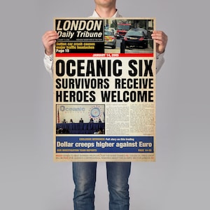 Lost Inspired London Daily Tribune Oceanic Six: Survivors Receive Heroes Welcome Replica Newspaper A4 A3 A2 A1 Art Print image 4