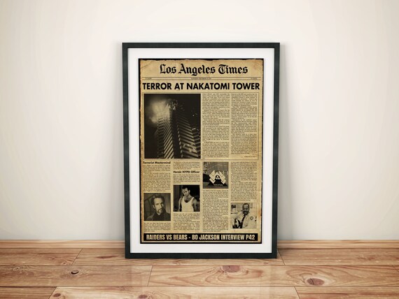 Die Hard John Mcclane Inspired Los Angeles Times Vintage Style Etsy