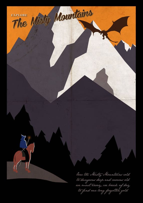 Retro Lotr Explore The Misty Mountains Hobbit Middle Earth Etsy Retro Lotr Explore The Misty Mountains Hobbit Middle Earth Etsy