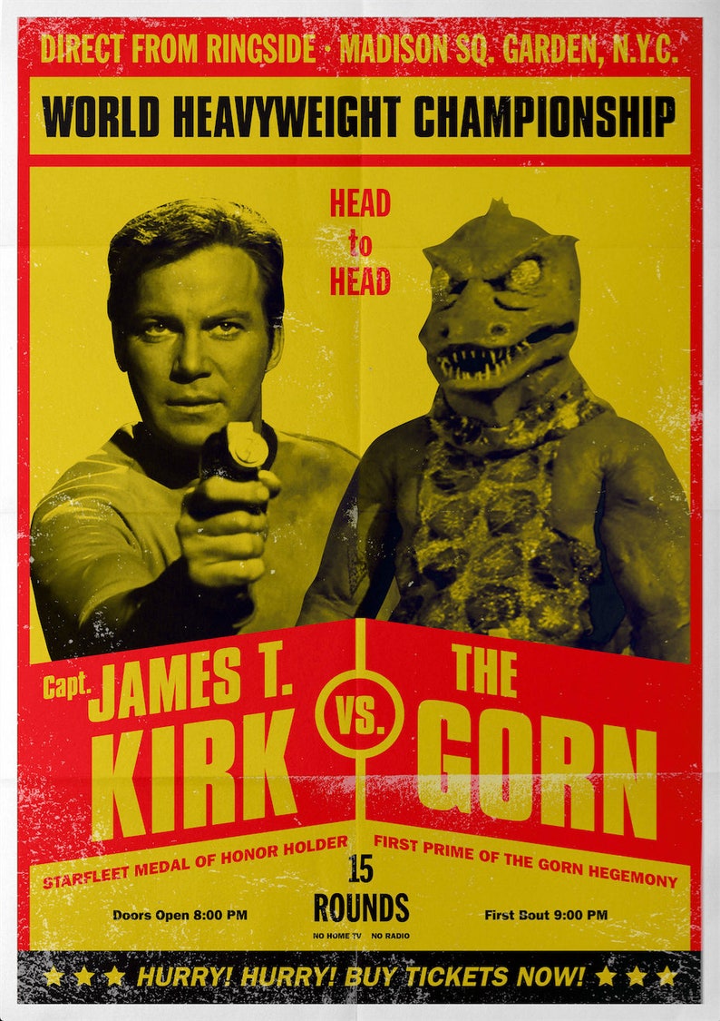 Kirk vs The Gorn Retro Star Trek Inspired Vintage Look Fight | Etsy