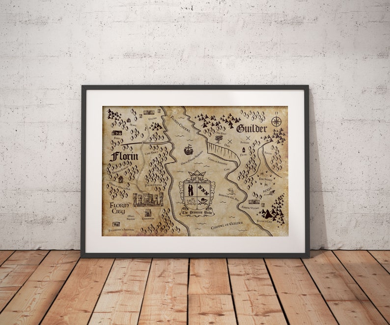 The Princess Bride Story Map A William Goldman & Rob Reiner Inspired Vintage Look A4 A3 A2 A1 Art Print image 1