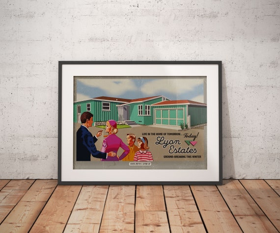 Back to the Future Inspired Lyon Estates Vintage Style Billboard Film Prop  A4 A3 A2 Art Print 