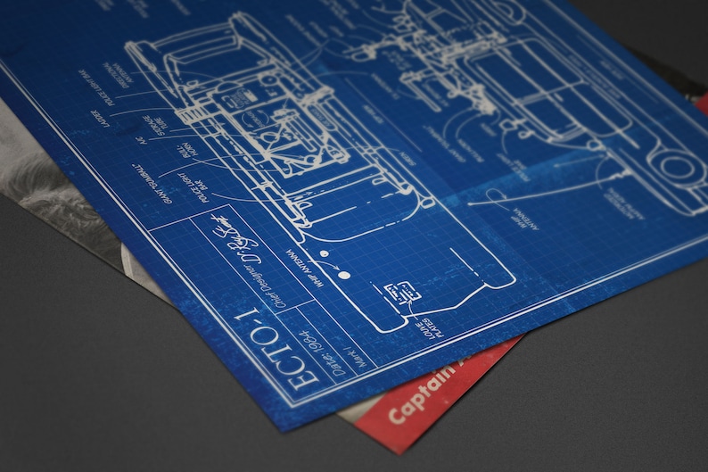 Inspiré de Ghostbusters Ecto 1 Plan A4 A3 A2 A1 Impression artistique image 3