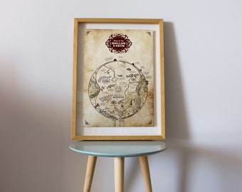 Hollow Earth Map Art Print Vintage Style Mythological Design