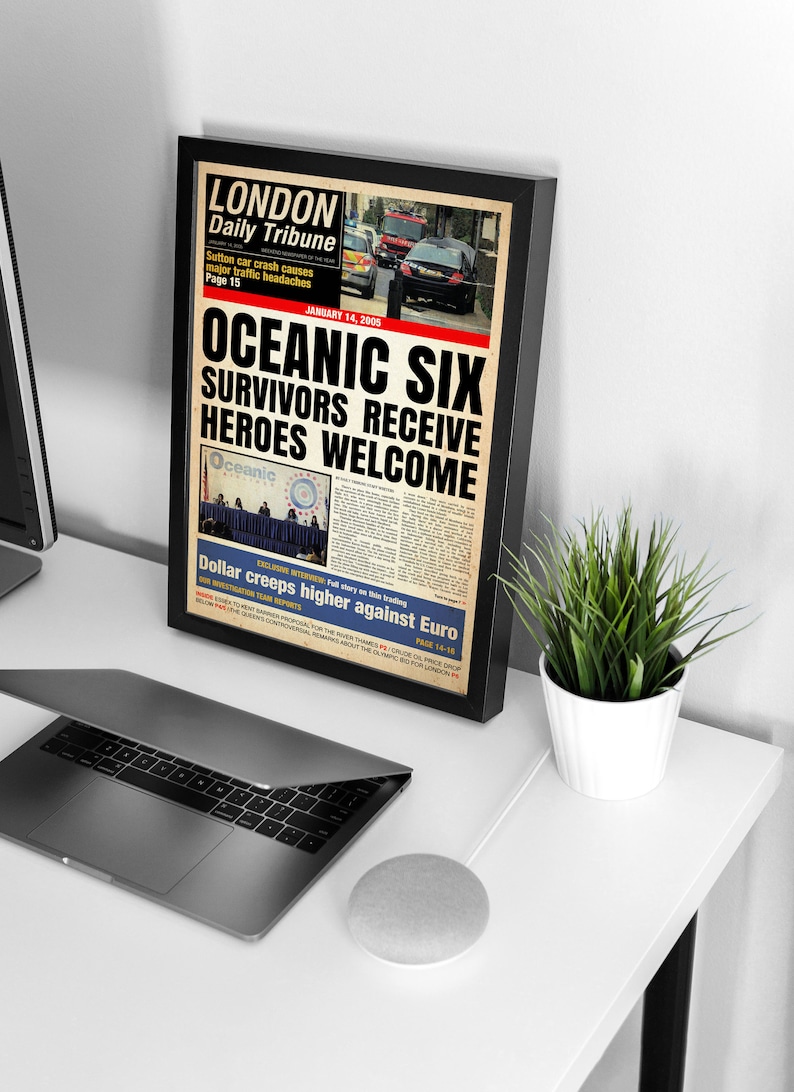 Lost Inspired London Daily Tribune Oceanic Six: Survivors Receive Heroes Welcome Replica Newspaper A4 A3 A2 A1 Art Print image 6