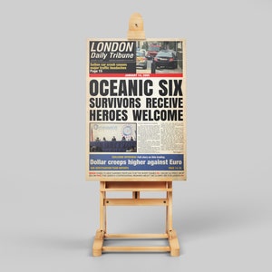 Lost Inspired London Daily Tribune Oceanic Six: Survivors Receive Heroes Welcome Replica Newspaper A4 A3 A2 A1 Art Print image 2