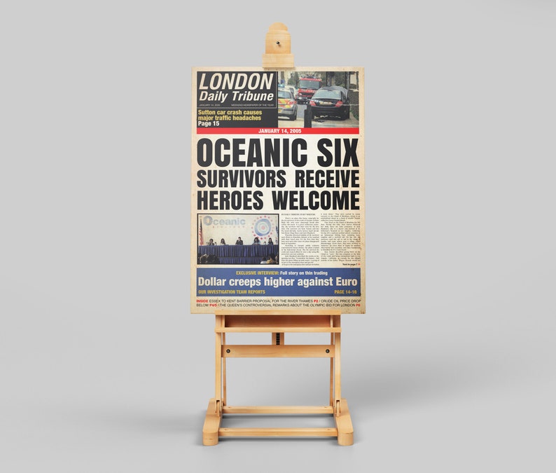 Lost Inspired London Daily Tribune Oceanic Six: Survivors Receive Heroes Welcome Replica Newspaper A4 A3 A2 A1 Art Print image 2