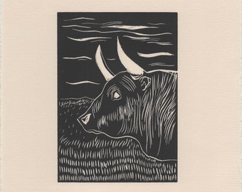 Original 'Taurus' Linocut print