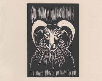 Original 'Capricorn' Linocut print