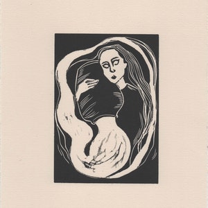 Original &#39;Aquarius&#39; Linocut print