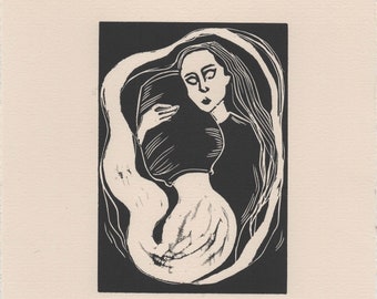 Original 'Aquarius' Linocut print