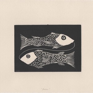 Original 'Pisces' Linocut print