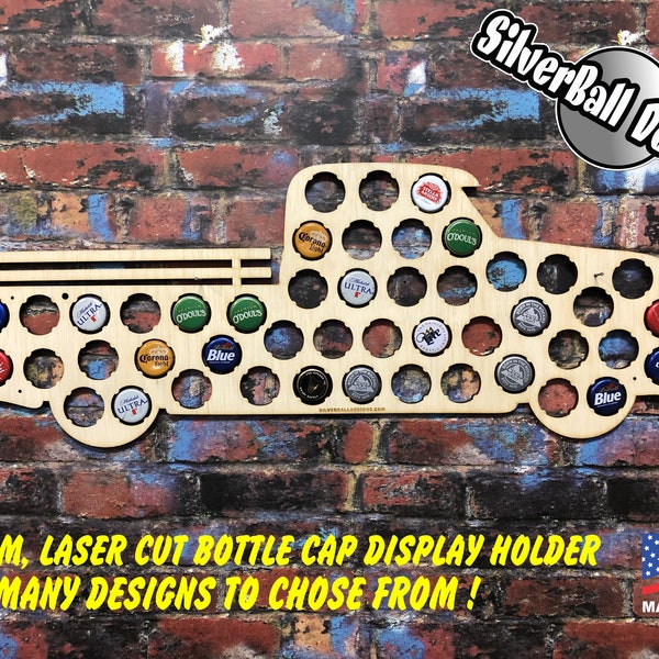 Old Truck Design Bottle cap holder - Custom Beer Pop Bottle cap holder great for a Gift, Fathers day, birthday or your Man Cave