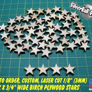 3/4&quot; Wide Wood Stars - Great for Crafting, Weddings, Shadow Box, Craft Supplies and Flags.  Small shapes Laser Cut Hobby