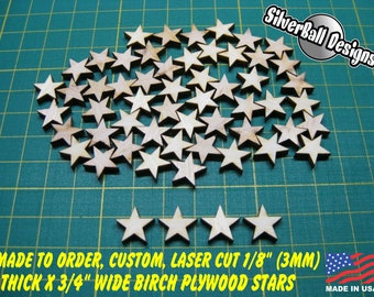 3/4" Wide Wood Stars - Idéal pour l’artisanat, les mariages, Shadow Box, Craft Supplies et drapeaux.  Petites formes Laser Cut Hobby